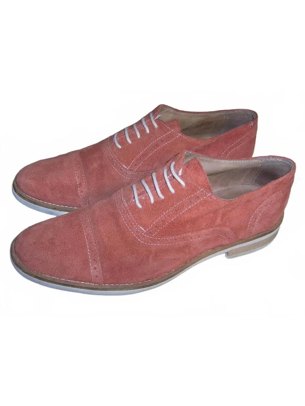 Bacco Bucci Mens Salmon Pink Suede Cap Toe Oxford Shoes 11.5